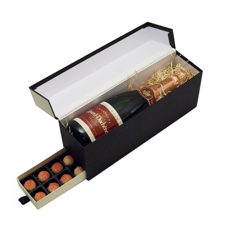 Black Luxury Wine Box with Drawer